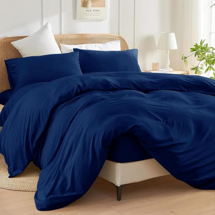 Dekbedovertrek Set - Beddengoed Set - Slaapkamer Decoratie - Geborsteld Microvezel - Kingsize 3 Delig - Marineblauw