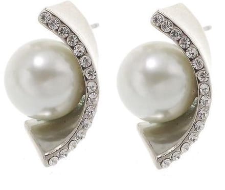 Behave - Oorknoppen met glasparel en kristalsteentjes - Elegante sieraden