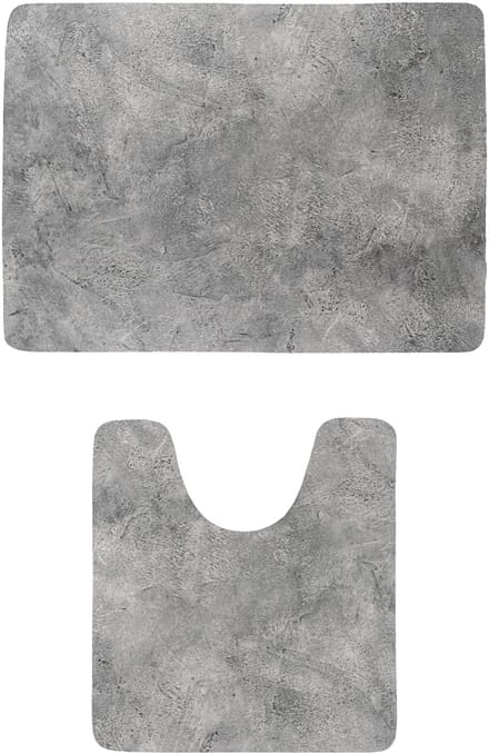 Tendance badkamer matten set Calm Concrete - toiletmat/badmat - microfiber - antislip