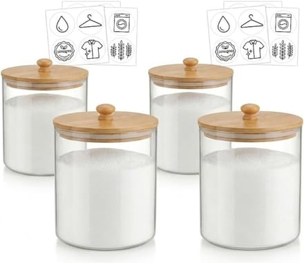 4 Stuks Hoge Capaciteit Plastic Opbergdozen voor Waspoeder en Vloeibaar Wasmiddel