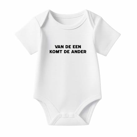 Romper Baby Aankondiging – Van de een komt de ander – Wit – Korte mouw – Maat 62/68