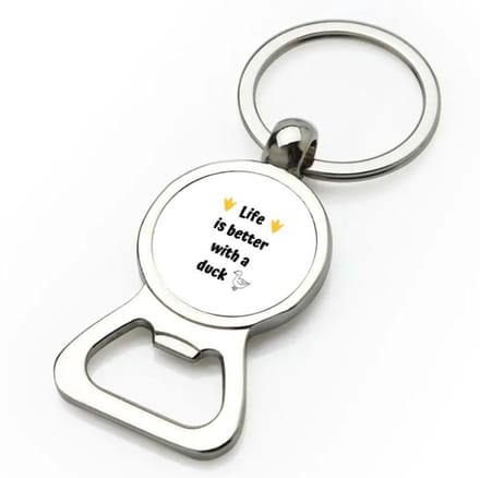 Akyol - life is better with a duck flesopener - Eend - eenden liefhebbers - verjaardag - cadeau - kado - geschenk - 9 bij 3 cm