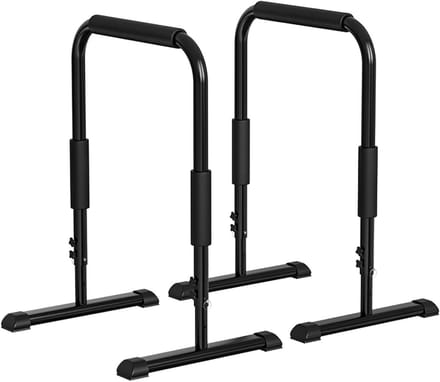 Dip Station - Parallelle Bars - Krachttraining - Verstelbare Hoogte - 300 LBS Laadvermogen - Zwart