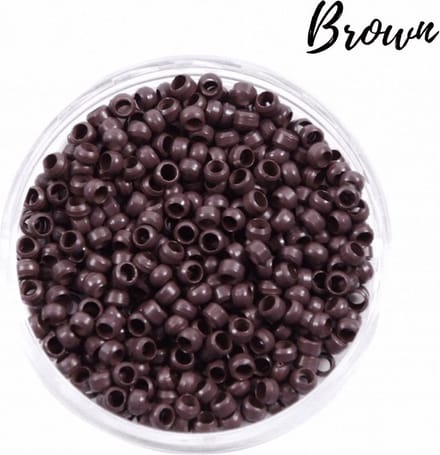 Microringen 200 stuks, kleur # 5 Bruin, voor het inzetten van hairextensions. Diameter 5 mm.