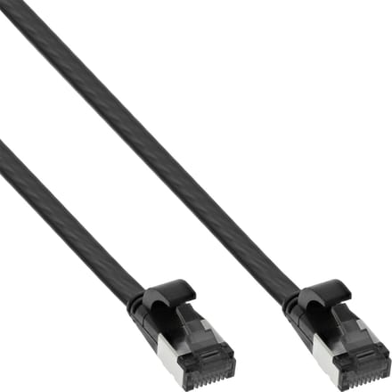 InLine® Patchkabel plat, U/FTP, Cat.8.1, TPE halogeenvrij, zwart, 0,3m