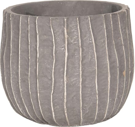 Bloempot | Ø 19*16 cm | Bruin | Beton | Rond | Strepen | Clayre & Eef | 6TE0250M