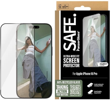 SAFE by PanzerGlass Ultra-Wide Fit Screenprotector geschikt voor Apple iPhone 16 Pro