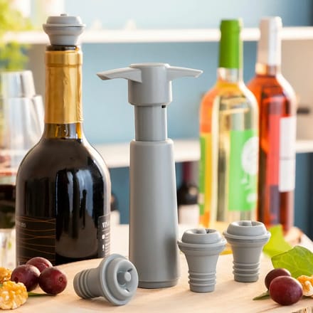 Vacuumpomp en wijnstoppers Winuum InnovaGoods (4 doppen) grijs