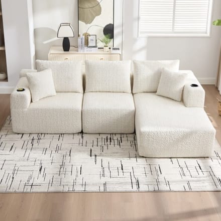 MODFU Modulaire Hoekbank - Flexibele Indeling - Modern - Voor Woonkamer - Chenille - Beige