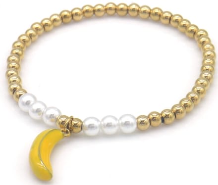 Banaan Armband – RVS – Geel Accent – Tropisch