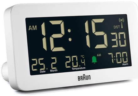 Braun BC10W-DCF - Wekker - Digitaal - Radiogestuurde tijdsaanduiding - Wit
