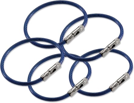 Kabel Sleutelring - Flexibele Ring - Sleutels Organiseren - Gepatenteerde Kogelknop - 5-Pack - Blauw