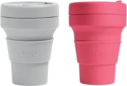 STOJO Pocket Cup 2-pack Cashmere & Peony / Grijs & Roze 2x 355ml Beker to Go