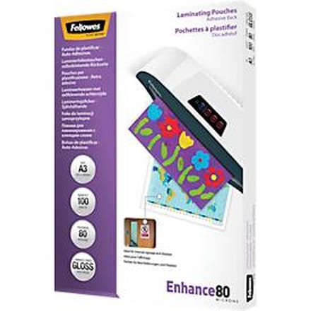 Fellowes lamineerhoezen A3 - zelfklevende achterkant - 80 micron - 100 stuks
