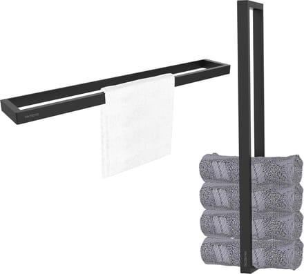 Via Fectio® Handdoekhouder 50 cm Zelfklevend - Mat Zwart - Handdoekrek