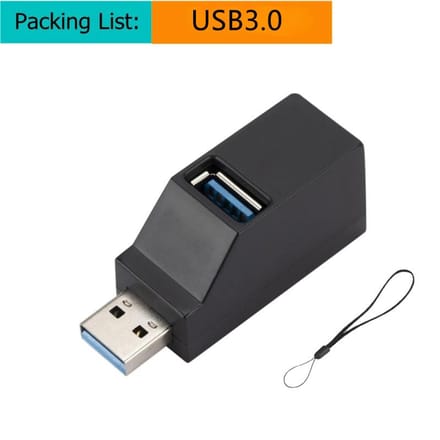 3-poorts USB 3.0 HUB Mini USB-adapter Splitter OTG-adapter 5 Gbps hoge snelheid U-schijflezer voor laptop-pc black