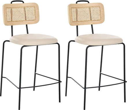 ADELANTO - Set van 2 barstoelen - Lichtbeige - Kunstleer
