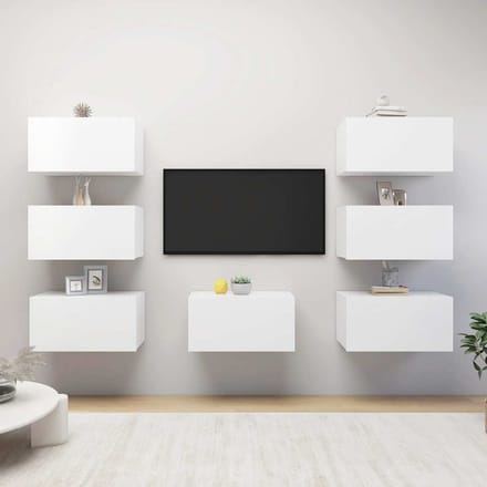 vidaXL - Tv-meubelen - 7 - st - 30,5x30x60 - cm - bewerkt - hout - wit