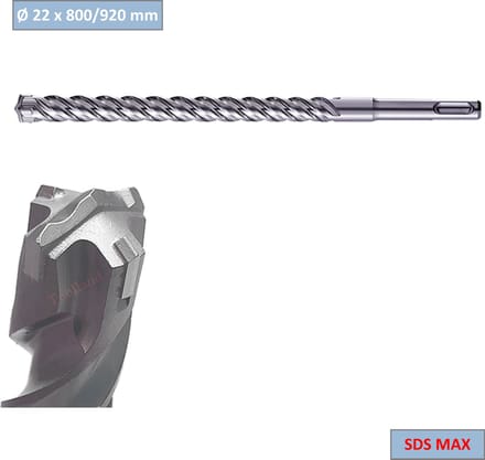 Ufast Rotec hamerboor - Ø22 x 920/800 mm - Quattro - 4 snijkanten - SDS MAX