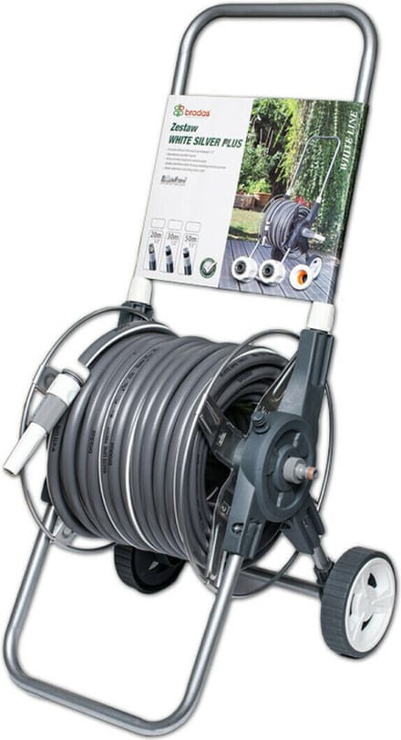Bradas Metalen haspel set White Silver Plus – 50 meter – 1/2" tuinslang – inclusief accessoires