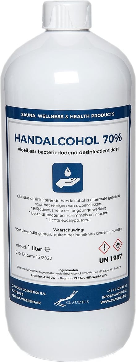 Handalcohol spray 70% - 1 liter met dop