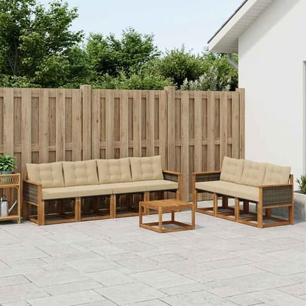vidaXL - Buiten - bank - set - 8 - st - Natuurlijk - en - Beige