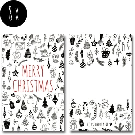 8x Kerst Labels / Kaartje van karton / Cadeaulabels / Label | MERRY CHRISTMAS | doodles