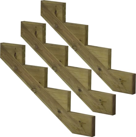 Set van 3 stuks: Trapbalk 4 treden geïmpregneerd hout voor tuintrap