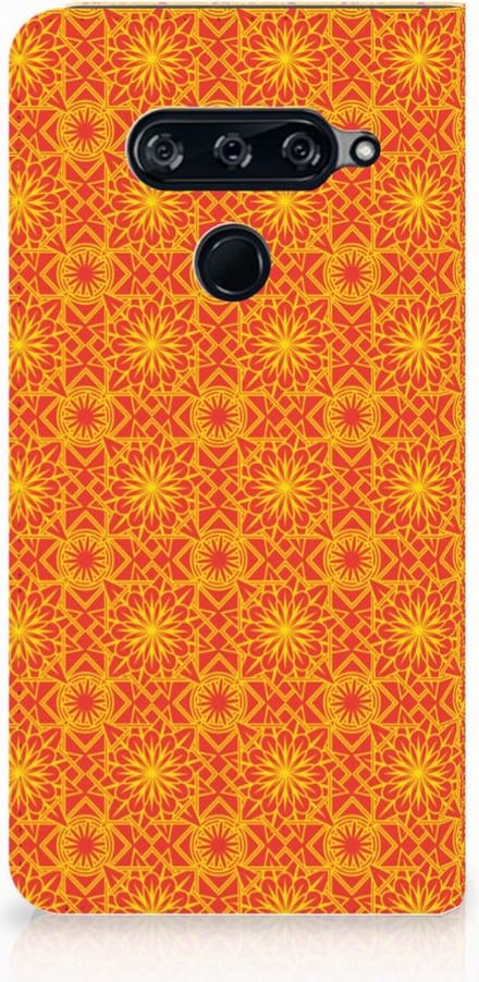 LG V40 Thinq Hoesje met Magneet Batik Oranje