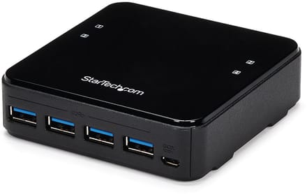 StarTech.com 4X4 USB 3.0 Peripheral Sharing Schakelaar - For Mac / Windows / Linux - Schakelaar - 4 ports USB hub - 4 - USB 3.0 - Zwart