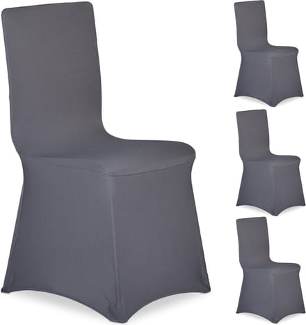 stoelhoezen - set van 4 - universeel - stretch - kerst - antraciet