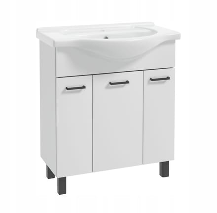 STAMAR - Badmeubel met Wastafel 75 Front Hoogglans Poten - Wit