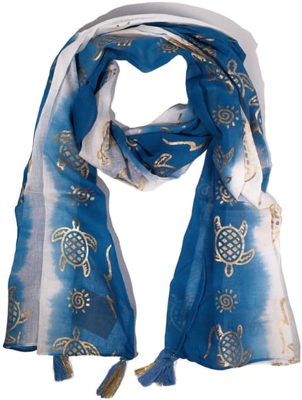 Nomad Sari Zomersjaal met Schildpadprint - Zeeblauw (180x50cm)