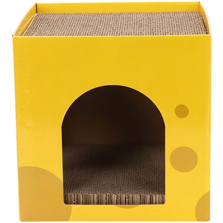 Kaasvormige Kattenkrabhuis Kartonnen Kattenkrabhuis Interessant Kat Verstopplek voor yellow