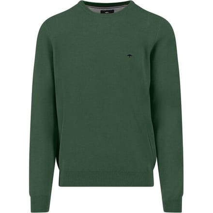 Fynch-Hatton Trui Fine Texture O-Neck Cotton Dark Leaf / male