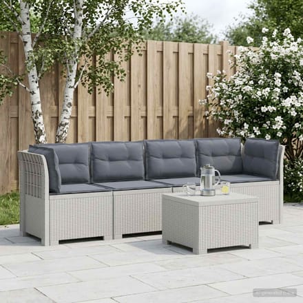 vidaXL - 4-Zits - Tuin - Sofa - met - Kussens - Rieten - Look - PP - Wit
