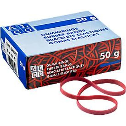 Rubberen elastiekjes, rood, 130 x 4 mm, 50 g