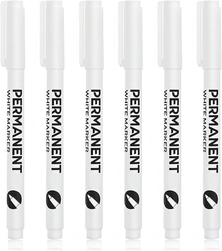 Witte lakstift 6 stuks - sneldrogend waterdicht voor metaal hout steen glas kunststof