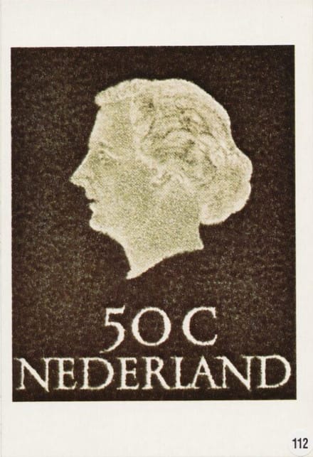 Briefkaart met afbeelding koningin Juliana postzegel