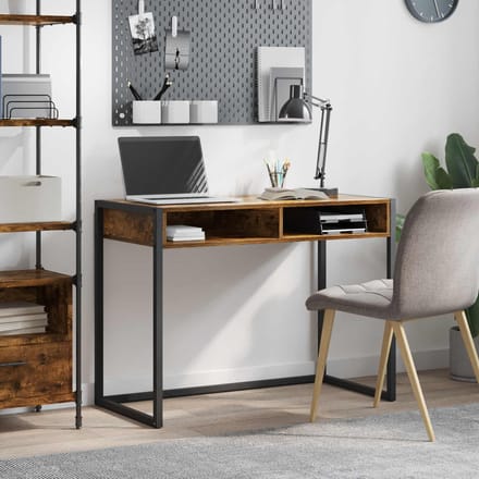 vidaXL - Bureau - Rook - Eik - Bewerkt - hout - 100 - x - 50 - x - 75 - cm