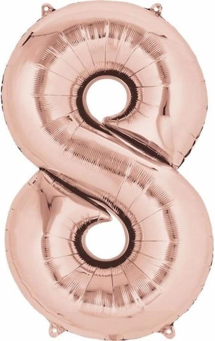 Finnacle - 2 x Rose Gouden Folieballon - Cijfer 8 - 41cm!