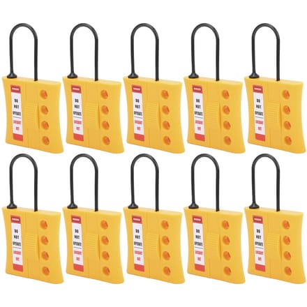 10 STKS 3mm Lockout Tagout Slot Duurzaam 4-Gats Geïsoleerd Nylon Veiligheids Energie-isolatie Hangslot yellow