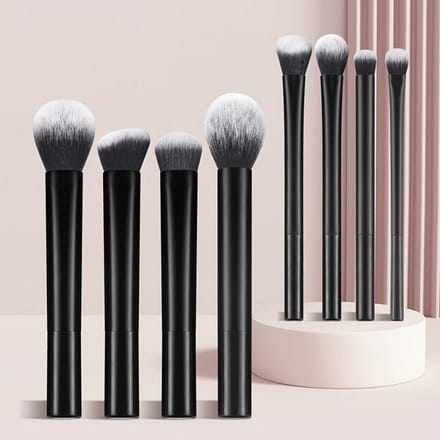 Ensemble de 8 pinceaux de maquillage en plastique, portables et multifonctionnels, pour le maquillage noir