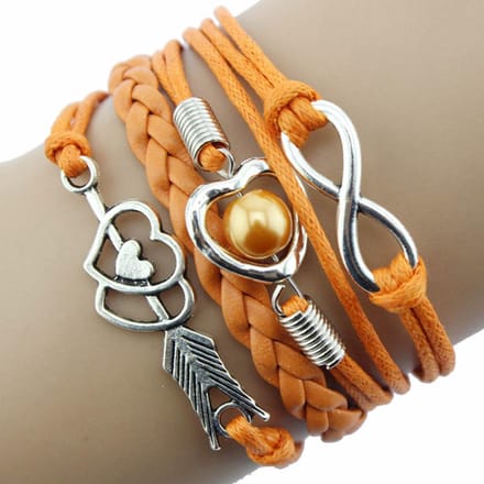 Fako Bijoux® - Multi Armband - Infinity Hart Cupido - Oranje