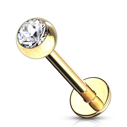 piercing chirurgisch staal met wit steentje 1.2x6 - goud - LMPiercings