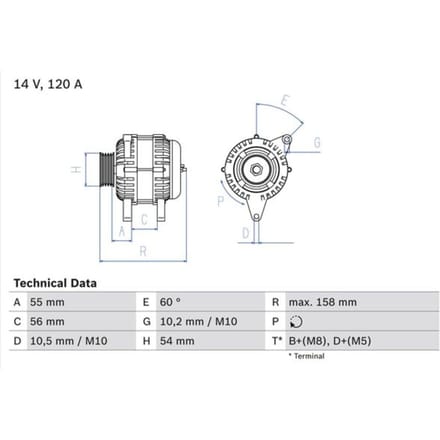 Driefasige generator BOSCH 0 986 044 410