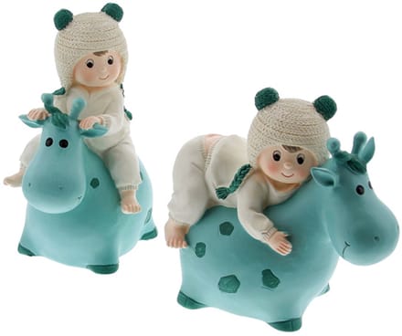 Baby/springdier spaarpot blauw
