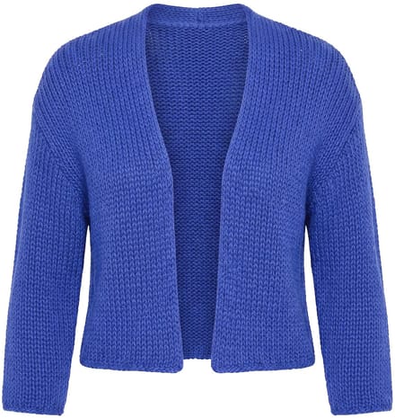 Angel of Style - Dames - Jas met opengewerkt breisel oversized open silhouet - Blauw - Maat 54+