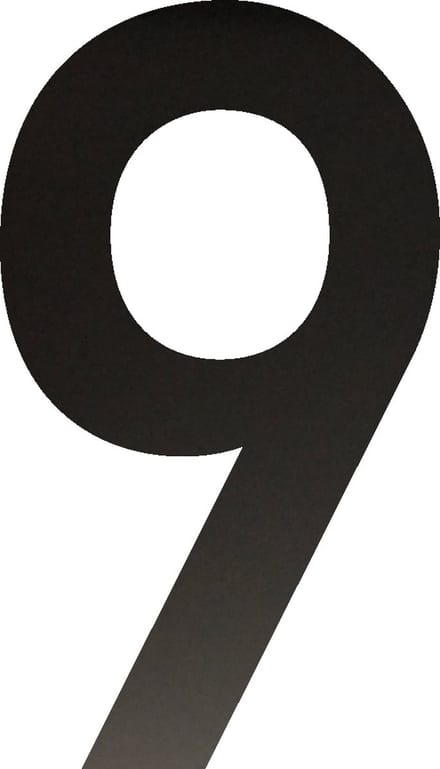 Huisnummer 20 cm - Nummer 9 - Mat Zwart RVS