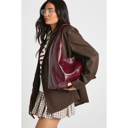 boohoo Dames Getextureerde nonchalante tote bag | Bordeaux Rood